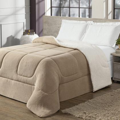 Imagem de Coberdrom Queen Maya Dupla Face Sherpa/Mantinha 1 Peça - Bege