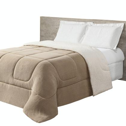 Imagem de Coberdrom Queen Maya Dupla Face Sherpa/Mantinha 1 Peça - Bege