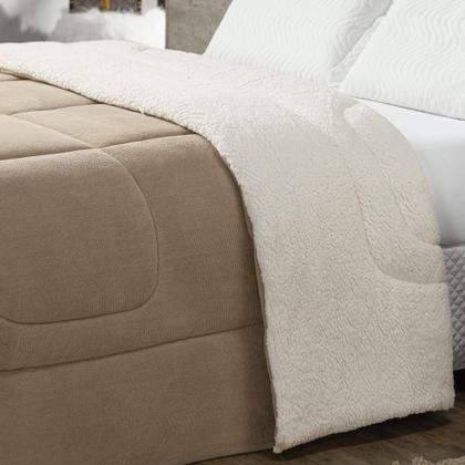 Imagem de Coberdrom Queen Maya Dupla Face Sherpa/Mantinha 1 Peça - Bege