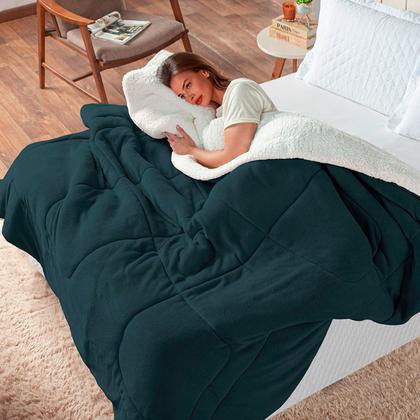 Imagem de Coberdrom Queen Size Dupla Face Manta Soft Felpuda e Sherpa