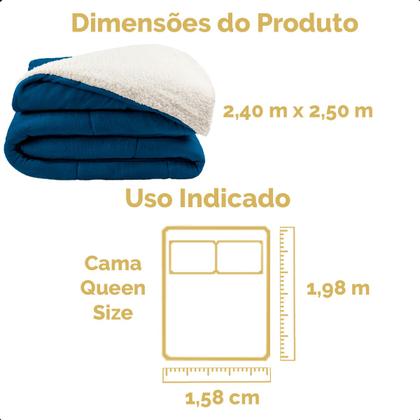 Imagem de Coberdrom Queen Size Edredom Dupla Face Grosso Manta Soft Felpuda e Sherpa Pele de Carneiro
