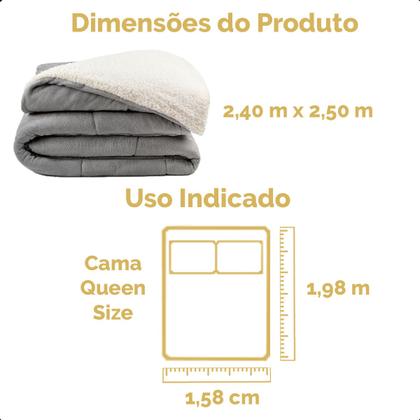 Imagem de Coberdrom Queen Size Edredom Dupla Face Grosso Manta Soft Felpuda e Sherpa Pele de Carneiro