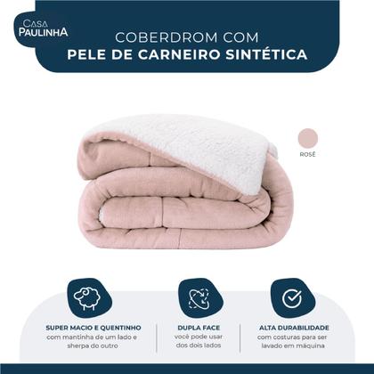 Imagem de Coberdrom rolinho sherpa/manta fleece casal casa paulinha - vermelho