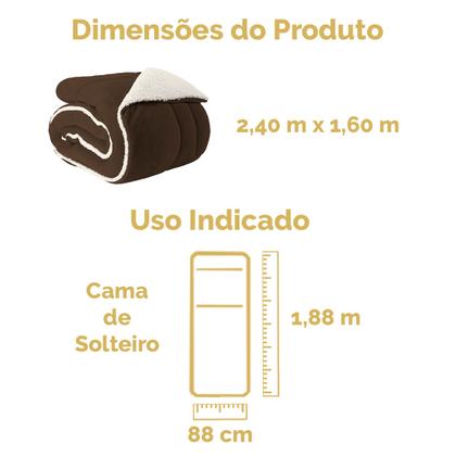 Imagem de Coberdrom Solteiro Dupla Face Grosso Manta Soft Felpuda e Sherpa