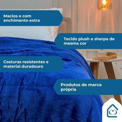 Imagem de Coberdron Edredon Queen Cobertor Grosso Dupla Face Inverno Sherpa Moderno Lã de Pele de Carneiro