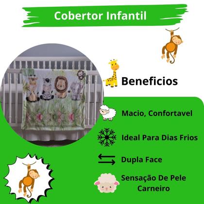 Imagem de Coberta Cobertor Edredom Mantinha Rescem Nascido Saida Maternidade Quarto Bebe Safari Verde
