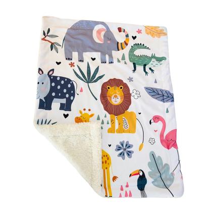 Imagem de Coberta Cobertor Manta Edredom Rescem Nascido Quarto Bebe Menino Menina Safari Zoologico Branco
