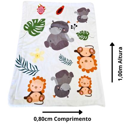 Imagem de Coberta Cobertor Manta Edredom Rescem Nascido Quarto Bebe Menino Menina Safari Zoologico Branco
