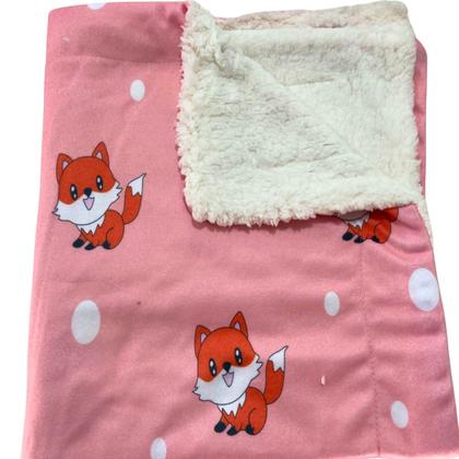 Imagem de Coberta Cobertor Manta Grossa Quente Rescem Nascido Saida Maternidade Quarto Bebe Menina Raposa Rosa