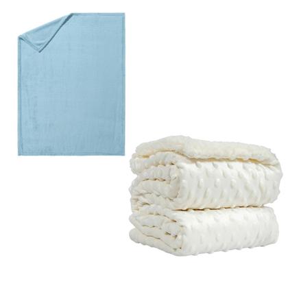 Imagem de Coberta Manta Comfy Antialergico Azul e Pipoquinha Branco