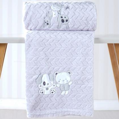 Imagem de Cobertor Bebê Fluffy 110x90 com Aplique Bordado