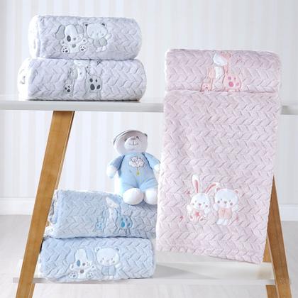 Imagem de Cobertor Bebê Fluffy 110x90 com Aplique Bordado
