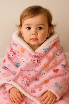 Imagem de Cobertor Bebe Manta Mantinha Dupla Face Sherpa Carneirinho Algodão Menina Menino