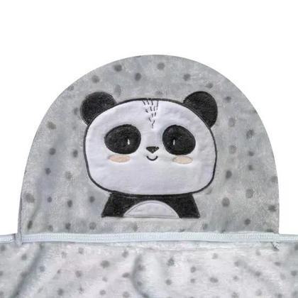 Imagem de Cobertor Bebê Microfibra C/ Capuz Panda Ben 1,10 x 90Cm Papi
