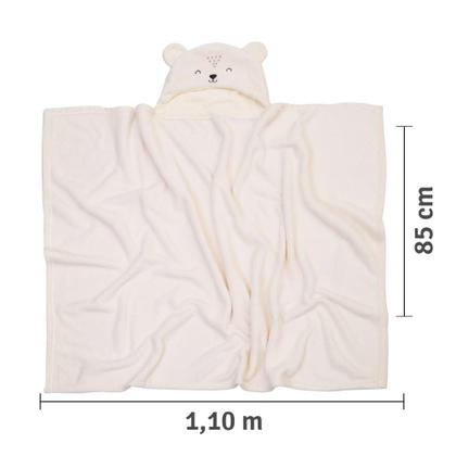 Imagem de Cobertor Bebê Microfibra C/ Capuz Urso Bege 1,10x85Cm Papi