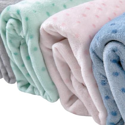 Imagem de Cobertor Bebê Microfibra Poá Cinza 1,10CmX90Cm Papi