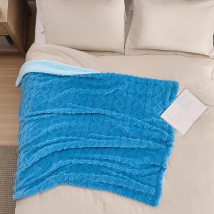 Imagem de Cobertor Bedsure Sherpa Fleece Twin Size para cama Horizon Blue