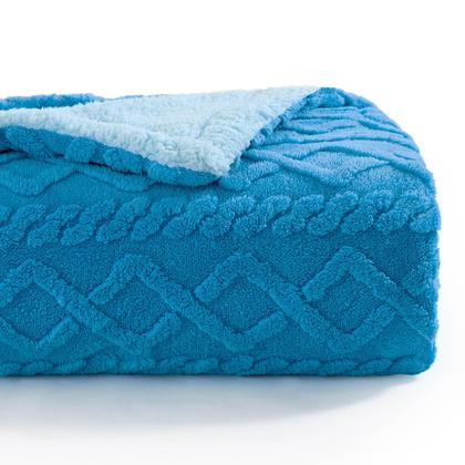 Imagem de Cobertor Bedsure Sherpa Fleece Twin Size para cama Horizon Blue