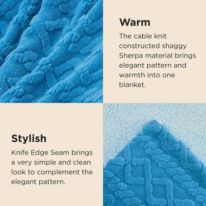 Imagem de Cobertor Bedsure Sherpa Fleece Twin Size para cama Horizon Blue