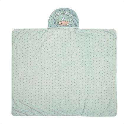 Imagem de Cobertor bordado bebê microfibra  papi friends c/ capuz dino