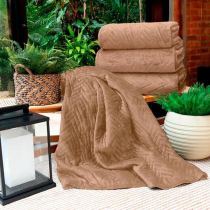 Imagem de Cobertor Buettner Solteiro Flannel Plush 100% Poliéster Dupla Face 160mx240m Khaki Escuro / Khaki Claro