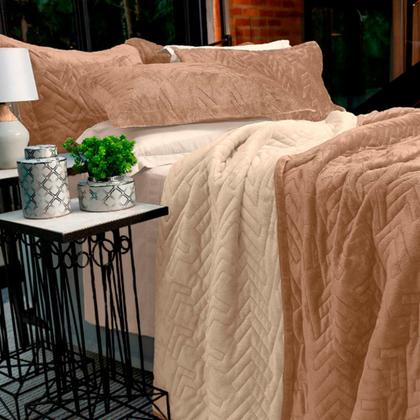 Imagem de Cobertor Buettner Solteiro Flannel Plush 100% Poliéster Dupla Face 160mx240m Khaki Escuro / Khaki Claro