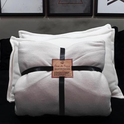Imagem de Cobertor casal comum duplo soft mais duas fronhas branco