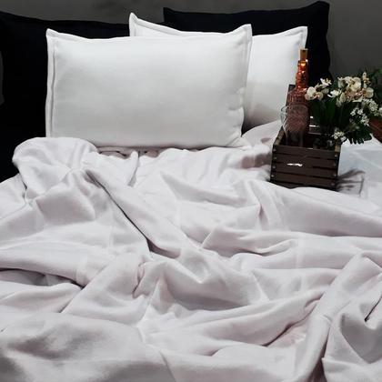 Imagem de Cobertor casal comum duplo soft mais duas fronhas branco