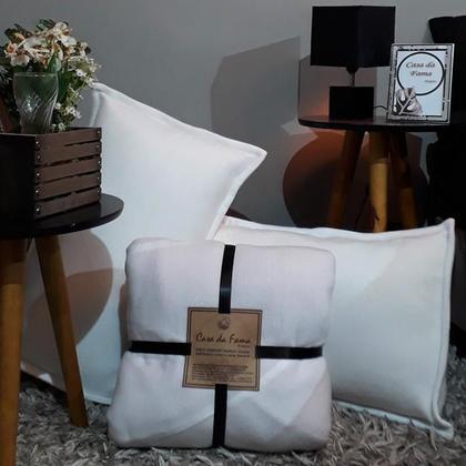 Imagem de Cobertor casal comum duplo soft mais duas fronhas branco