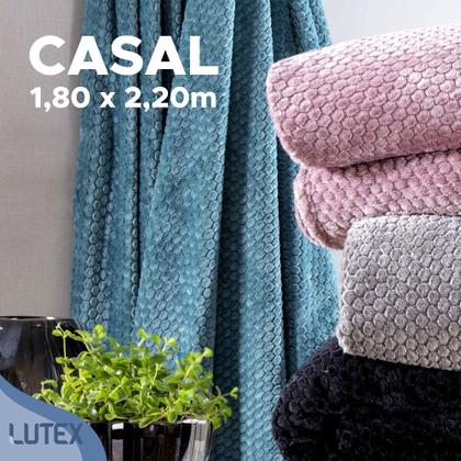 Imagem de Cobertor Casal Corttex Lugano 100% Microfibra - Manta Grossa Textura Toque Macio Fofinho 1,80 x 2,20
