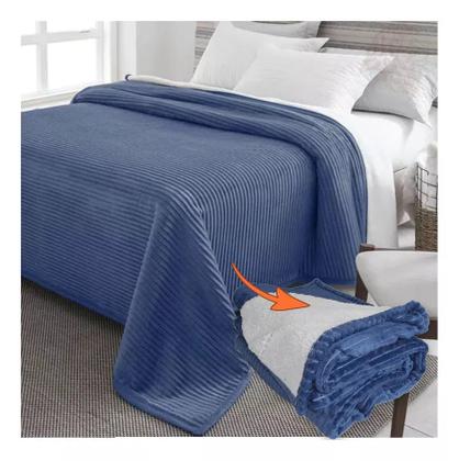 Imagem de Cobertor Casal Jolitex Sherpa Dupla Face - Azul