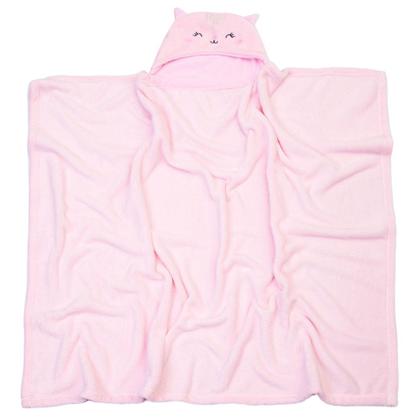 Imagem de Cobertor com Capuz Papi Microfibra Bordado Gatinha Rosa
