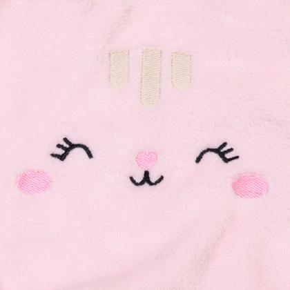 Imagem de Cobertor com Capuz Papi Microfibra Bordado Gatinha Rosa