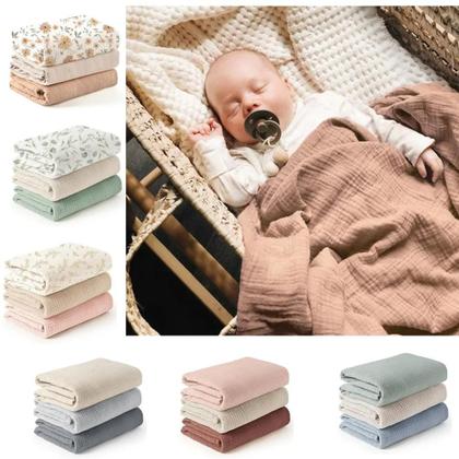 Imagem de Cobertor De Algodão De Seis Camadas Para Bebê Recém-Nascido, Conjunto De Três Peças Com Toalha De