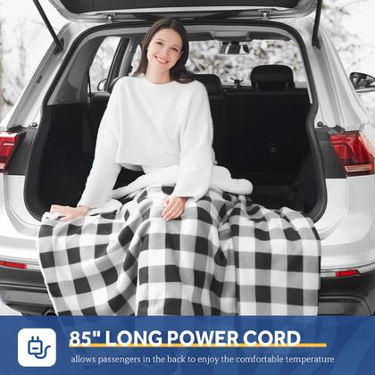 Imagem de Cobertor de carro aquecido Sealy de 12 volts com 2 portas USB 59x43 Plaid