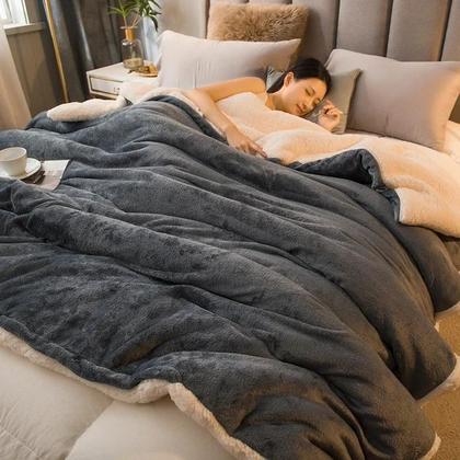 Imagem de Cobertor De Lã Dupla Face Tamanho Queen, Quente Para Inverno, Capa De Edredom Para Camping
