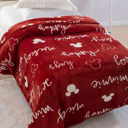 Imagem de Cobertor Disney Raschel Plus Mickey e Minnie Solteiro 1,50 x 2,00 Jolitex