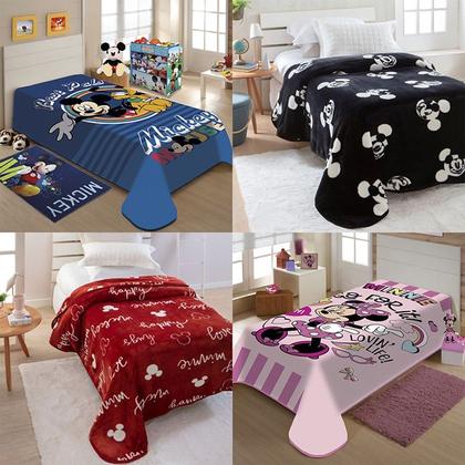 Imagem de Cobertor Disney Raschel Plus Mickey e Minnie Solteiro 1,50 x 2,00 Jolitex