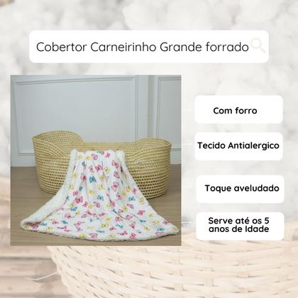 Imagem de Cobertor Dupla Face Luxo Com Estampa De Borboleta Quentinho De Sherpa