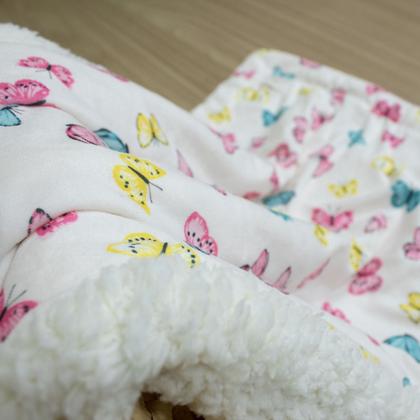 Imagem de Cobertor Dupla Face Luxo Com Estampa De Borboleta Quentinho De Sherpa