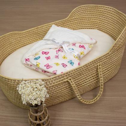 Imagem de Cobertor Dupla Face Luxo Com Estampa De Borboleta Quentinho De Sherpa