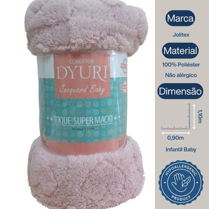 Imagem de Cobertor Dyuri Baby Jacquard Coração Borboleta 0,90mx1,10m Rosa