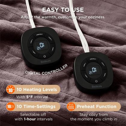 Imagem de Cobertor elétrico Bedsure Queen Size com controle duplo marrom