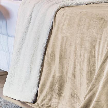 Imagem de Cobertor Fênix King Sherpa Pele Carneiro Mantinha - Cáqui
