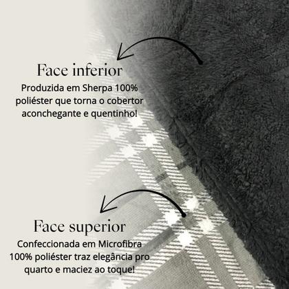 Imagem de Cobertor Finlândia Estampas Casal 1,80m x 2,20m Sherpa e Microfibra Dupla Face