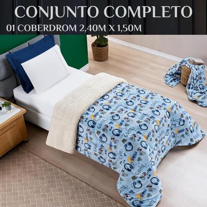 Imagem de Cobertor Grosso Solteiro Estampado Mundo Kids Dupla Face