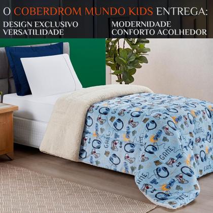 Imagem de Cobertor Grosso Solteiro Estampado Mundo Kids Dupla Face