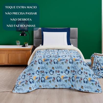 Imagem de Cobertor Grosso Solteiro Estampado Mundo Kids Dupla Face
