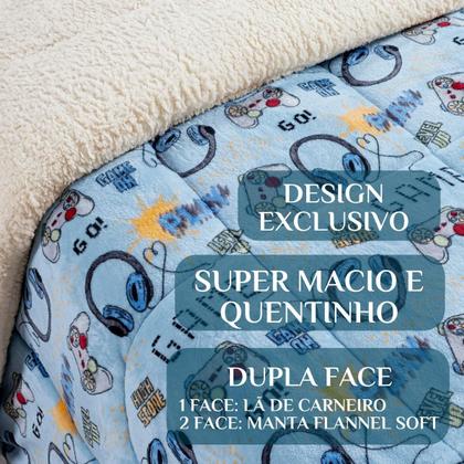 Imagem de Cobertor Grosso Solteiro Estampado Mundo Kids Dupla Face