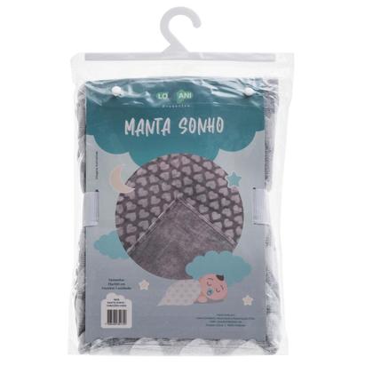 Imagem de Cobertor Infantil Manta Bebê Sonho Corações Cinza